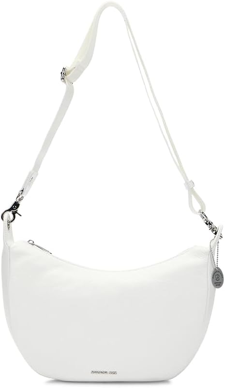 Leder Umhängetasche Mellow Leather Hobo Bag Blanc weiß