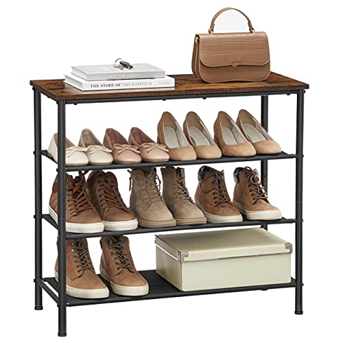 VASAGLE Shoe Rack 4 Tier, Narrow Shoe Organizer for Closet Entryway
