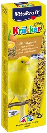 Vitakraft Kracker Canary Treat Sticks with Egg and Grass Seeds 2pk Case of 7, 14 count (Pack of 1)