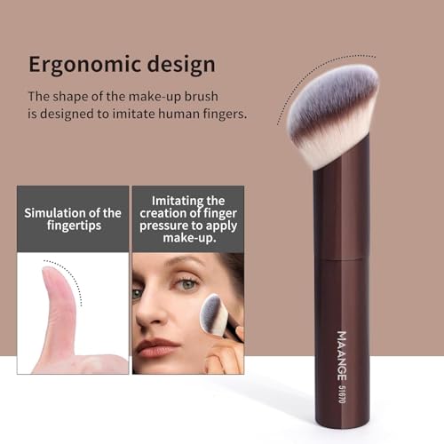 MAANGE 20 PCS Foundation Makeup Brush Set, Double-ended Kabuki Contour Brush for Liquid Powder Concealer Blending Blush Face Makeup Tools (20pcs-Coffee)