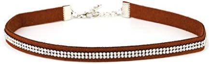 Lux Accessories Lux Bridal Sticker Stone Pave Thick Two Row Suede Choker