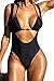 Viottiset Women's Halter Thong Two Piece Swimsuit Brazilian Bikini Monokini Black X-Large