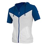 Allegra K Men Short Sleeves Color Block Hoodie