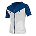 Allegra K Men Drawstring Zipper Front Color Block Short Sleeves Hoodie