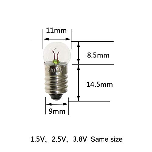 ToToT 25pcs E10 Mini Light Bulbs 3.8V 0.3A Physical Electrical Experiment Screw Base Indicator Light Incandescent Bulb Old-Fashioned Flashlight Lamp - Thumbnail 6