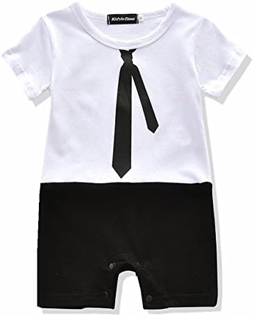 KidsInTime Baby Boys Gentleman Romper Bow Tie Jumpsuit Dressey Outfit 3m-24m (90(12-18m), Tie)