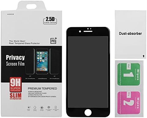 BuySShow Curved iPhone 7 Plus Privacy Screen Protector 5.5 inches Privacy Screen iPhone 7 Plus privacy tempered glass Anti Spy 0.3mm 9H Hardness Full Screen (Black)