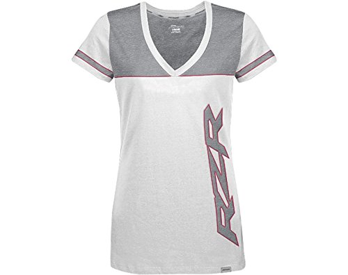 Women's White & Grey Polaris RZR V-Neck Short Sleeve Shirt