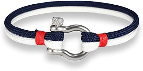 New Arrival Fashion Jewelry navy style Sport Camping Parachute cord Survival Bracelet Men with Stainless Steel Shackle Buckle SCM229