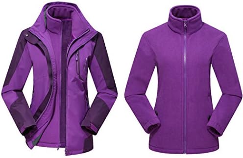Dnstar Women's 3 in 1 Waterproof Winter Ski Liner Shell Fleece Jacket Purple XS