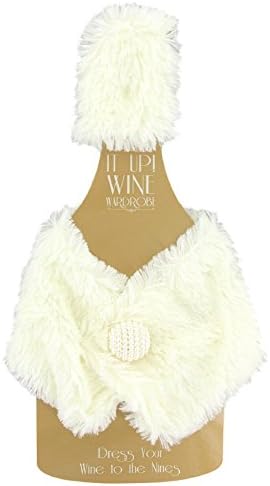 Wine Wardrobe Cover Ornate Bejeweled Magnetic Buttons (White)