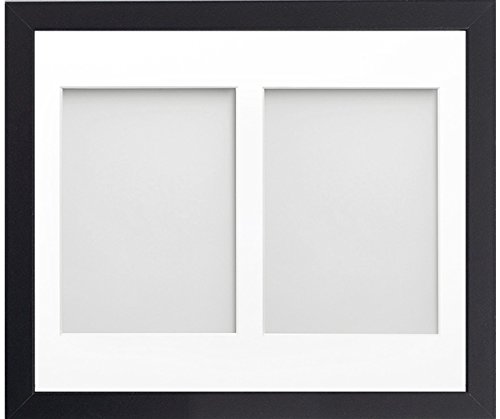 Allington Range 12x10-inch Black Picture Photo Frame with White 2-Aperture Mount for Image Size 7x5-inch