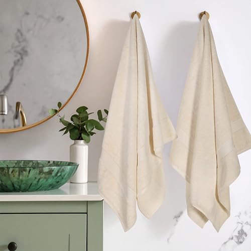 Superior 900 Gram 100% Premium Long-Staple Combed Cotton 2-Piece Bath Towel Set, Cream