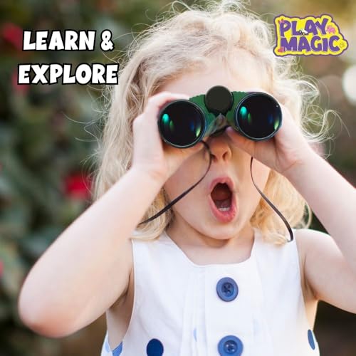 PlayMagic Binocular|Army Style Folding Telescop Toy|Compass & Neck String Included|Long Distance Vision|Adventure and Birdwatching Toy|Spy Toy|Birthday Gift for Kids 3 yr+|Made in India|Assorted 2