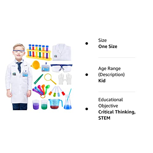 INNOCHEER Kids Science Experiment Kit with Lab Coat Scientist Costume