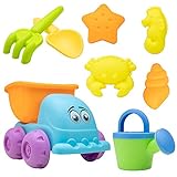 USA Toyz Beach Toys for Toddlers - 8pk Sandbox Toys for Kids with Dump Truck, Sea Animal Sand Molds, Beach Shovel, Sand Tools