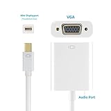 Mini DisplayPort(Thunderbolt) To VGA+Audio 1080P HDTV Adapter for MacBook/iMac/Surface Pro/Thinkpad(Support Audio Without Power Supply)