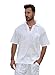 Cotton Natural Kauai Bead Drawstring Short Sleeve Shirt (Large, White)