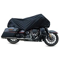 X AUTOHAUX Motorcycle Cover Lightweight Half Cover Outdoor Waterproof Rain Dust UV Protector Black XL for Most Full Dress Touring Cruiser