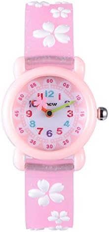 FoMass Gift Toys for 3-10 Year Old Boys Girls, Kids Watches 3D Cute Cartoon Waterproof Silicone Children Toddler Wrist Watches Toys for 5-12 Year Old Kids (pink flower)