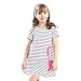 Frogwill Girls Green Dinosaur Tunic Short Sleeve Summer Casual Dress 2-7T (5T, Stripe)