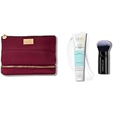LAURA GELLER NEW YORK Spackle Makeup Primer, Hydrate + Retractable Airbrush Kabuki Brush + Quilted Makeup Bag with Brush Case, Burgandy