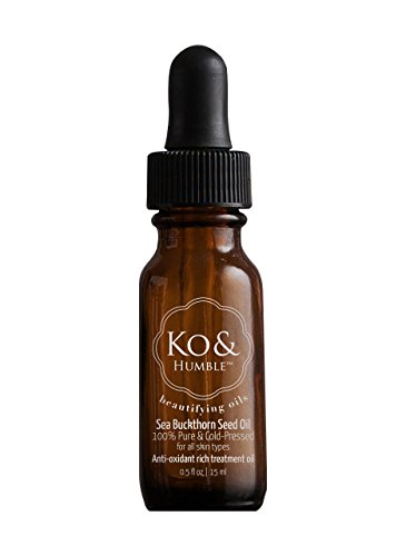 Sea Buckthorn Seed Oil, Organic, from Ko & Humble, 100% Pure & Cold-Pressed, Responsibly Sourced, Amber Glass Bottle with Dropper, 0.5 Oz., 15