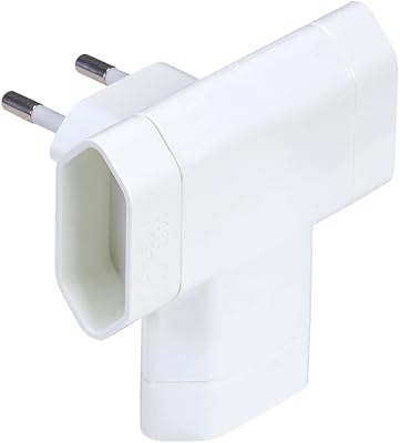 – Adaptador 3 Tomas Laterales Extra Plano 10A (250V, 2500W), Enchufe MÚLTIPLE Compacto para Espacios REDUCIDOS, Color Blanco