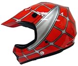 Youth Kids Red Spider Net Dirt Bike Motocross MX Dirt Bike ATV Off-Road Helmet DOT (Small)