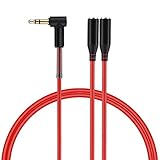 Poweradd Headphone Splitter, Stereo Audio Y Jack Spilitter Cable 3.5mm Male to 2 Port 3.5mm Female for Apple, Samsung, iPad, Computer, Media Players - Red