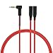 Poweradd Headphone Splitter, Stereo Audio Y Jack Spilitter Cable 3.5mm Male to 2 Port 3.5mm Female for Apple, Samsung, iPad, Computer, Media Players - Red