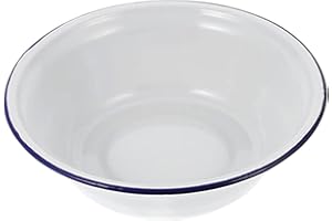 VICASKY Vintage Enamel Roasting & Baking Pan, 22cm Oven-Safe Enamel Deep Pie Dish Mixing Bowl Soup Basin for Kitchen Baking R