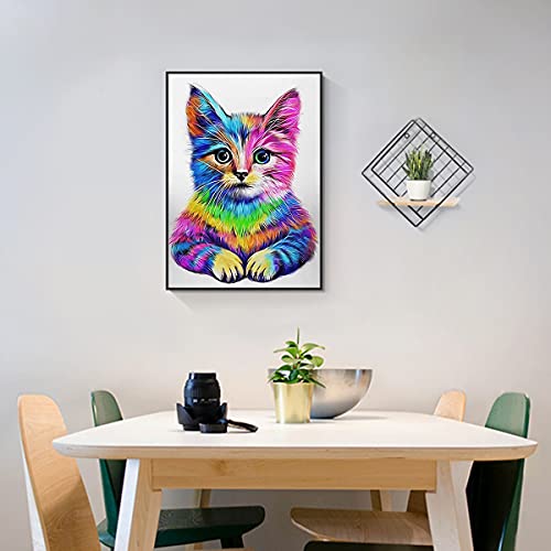 DIY Diamond Painting Kit Cats 13.7 x 17.7 inch, 5D Full Drill Rhinestone DIY Crafts for Adults & Kids Colorful Cat Crystal Gem Arts Painting Perfect for Home Wall Decor