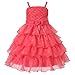 Richie House Girls Layered Dress with Rosette and Pearl Accents RH0918 - E - 6 / 7 - FBA Coral Dress Only