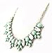 fit&wit Silver Tone Chain Zircon Bib Statement Fashion Necklace for Women Turquoise