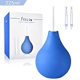 Enema Bulb, FEELSO Anal Vaginal Silicone Douche for Women Men Enema Kits with FDA Certificate Comfortable Medical Kits with 3 Replaceable Nozzle - 225ml
