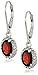 Sterling Silver Garnet Lever Back Earrings and Pendant Necklace Set