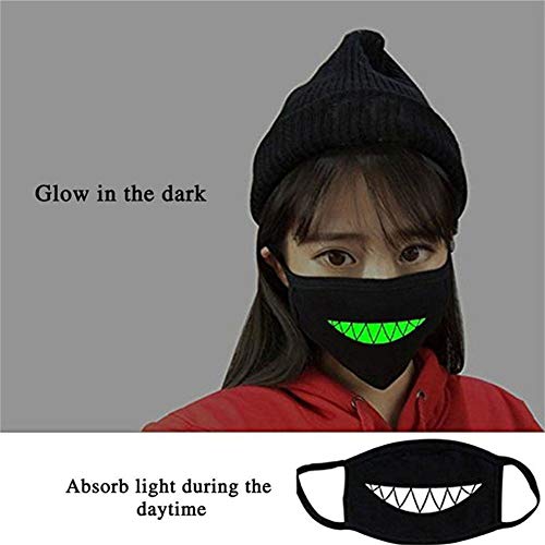 Luminous Mouth Mask,ZWZCYZ 6 Pack Unisex Teeth EXO Mask Cotton Anti Dust Face Mask Black for Party Halloween Cosplay - Thumbnail 2