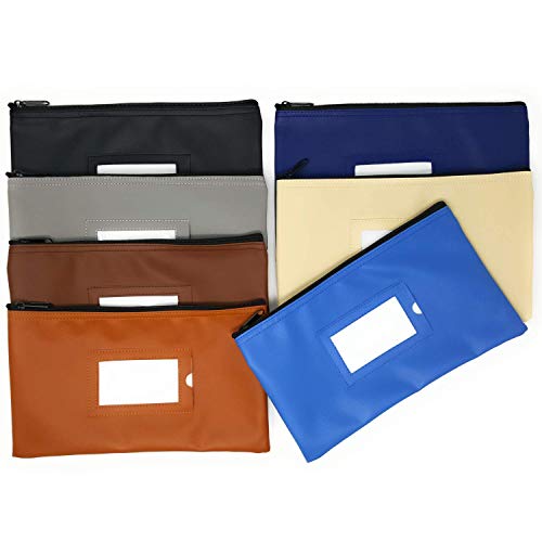Money Bank Deposit Bag with Zipper | 11x6 inch | 7 Days 7 Pieces 7 Colors | Durable Leatherette Money Cash Coin Check Wallet Pouch with Framed ID Window and 7 Blank Card | Classic | by GIDABRAND - Thumbnail 2