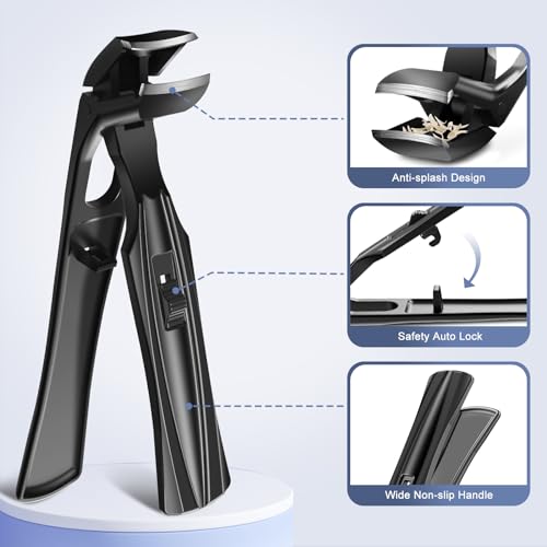 Toenail Clippers for Seniors Thick Toenails, Angled Head Nail Clippers for Men with Wide Jaw Opening, Sharp Heavy Duty Angled Toe Nail Clipper with Catcher