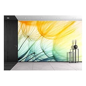 Dandelion Seed in Golden Sunlight - Removable Wall Mural | Self-Adhesive Large Wallpaper - 66x96 inches