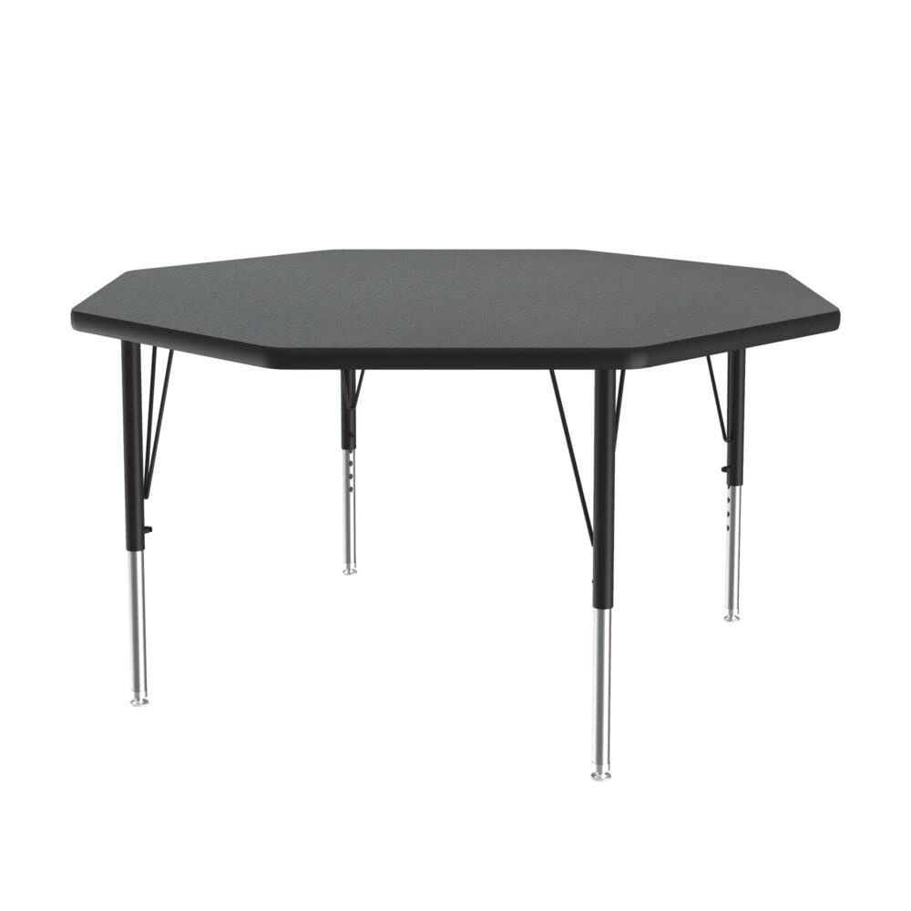 Photo 1 of **MISSING PARTS Correll 48" Octagon Shaped Classroom Activity Table, Height Adjustable (19"-29") Montana Granite Durable High Pressure Laminate, School Furniture, Made in The USA