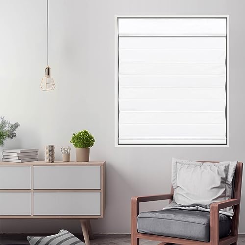 DEZ FURNISHINGS Cordless Blackout Roman Cellular Shade, 28″W x 72″H, White