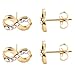 2 Pairs of Solid Metallic Goldtone with Clear Half Iced Out Infinity Symbol Stud Earrings