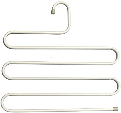 LifeKit Three S-Type Sturdy Anti-rust Metal Steel 5 Tier Pants Hangers Set Magic Closet Storage Space Saving Hangers for Jeans, Trousers, Scarves(White - 4 PCS)