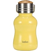 YOHKOH Mini Vacuum Insulated Water Bottle With Bamboo Lid - Stainless Steel Thermos Water Bottle for Women Girls Kids, Metal Sports Hot and Cold Water Bottle Leak-Proof BPA-Free (6.4oz,Yellow)