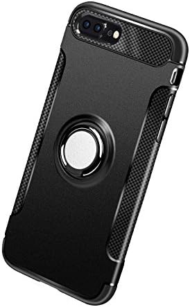Ultra Thin Slim Case for iPhone 7 / 8 Plus,Anti Scratch Case with Ring Holder 360 Degree Rotating Ring Grip Case Decovans DP17 Shock Absorbing Magnetic Ring Case Hard Dual Layer Shell Cover - Black