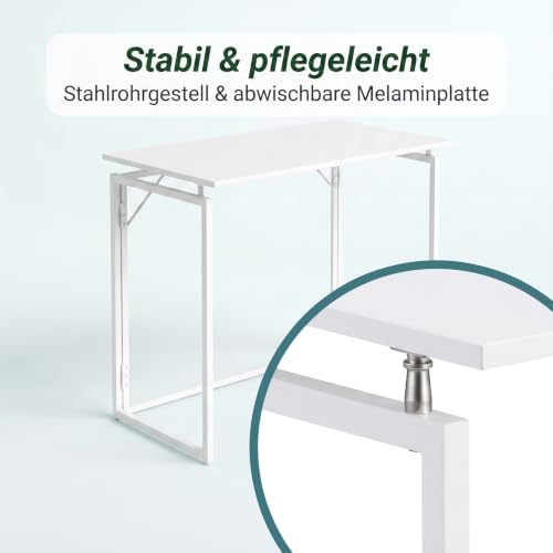 , Klappbarer Schreibtisch, faltbar, montagefrei, 100 x 50 cm