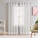 HLC.ME 2 Piece Premium Semi Sheer Voile Window Curtain Grommet Panels for Bedroom (Ivory) - 54 W x 84 L primary