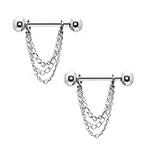 Power Wing Nipple Rings Women Dangle Long Sold as Pair-Nipplerings Men Barbell Bar Surgical Steel 14g 16g (16G)
